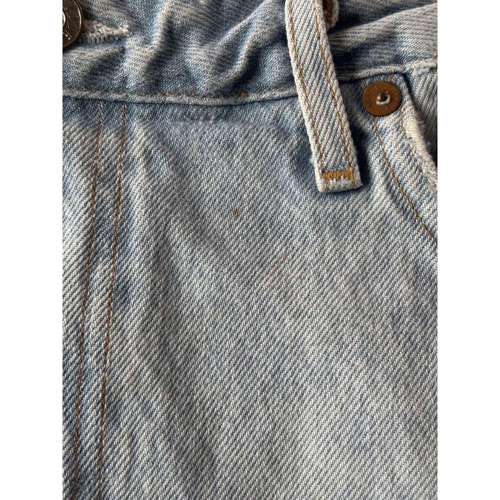 AGOLDE Criss Cross Skirt Womens 32 Blue Denim Distressed Raw Hem Mini High Rise - Picture 5 of 9